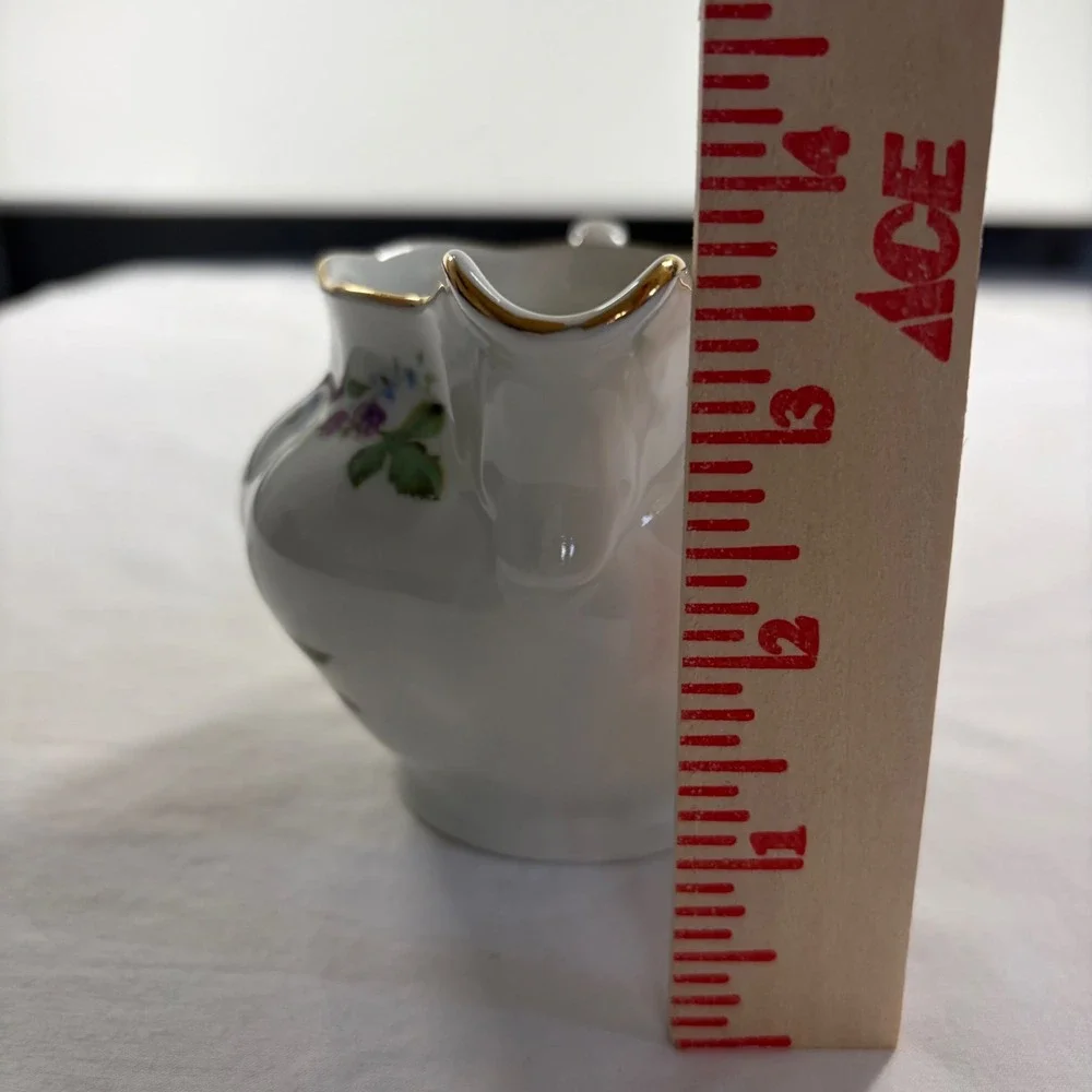 Karolina Poland Porcelain Sugar Bowl and Creamer Set Fruit Floral Gold Trim